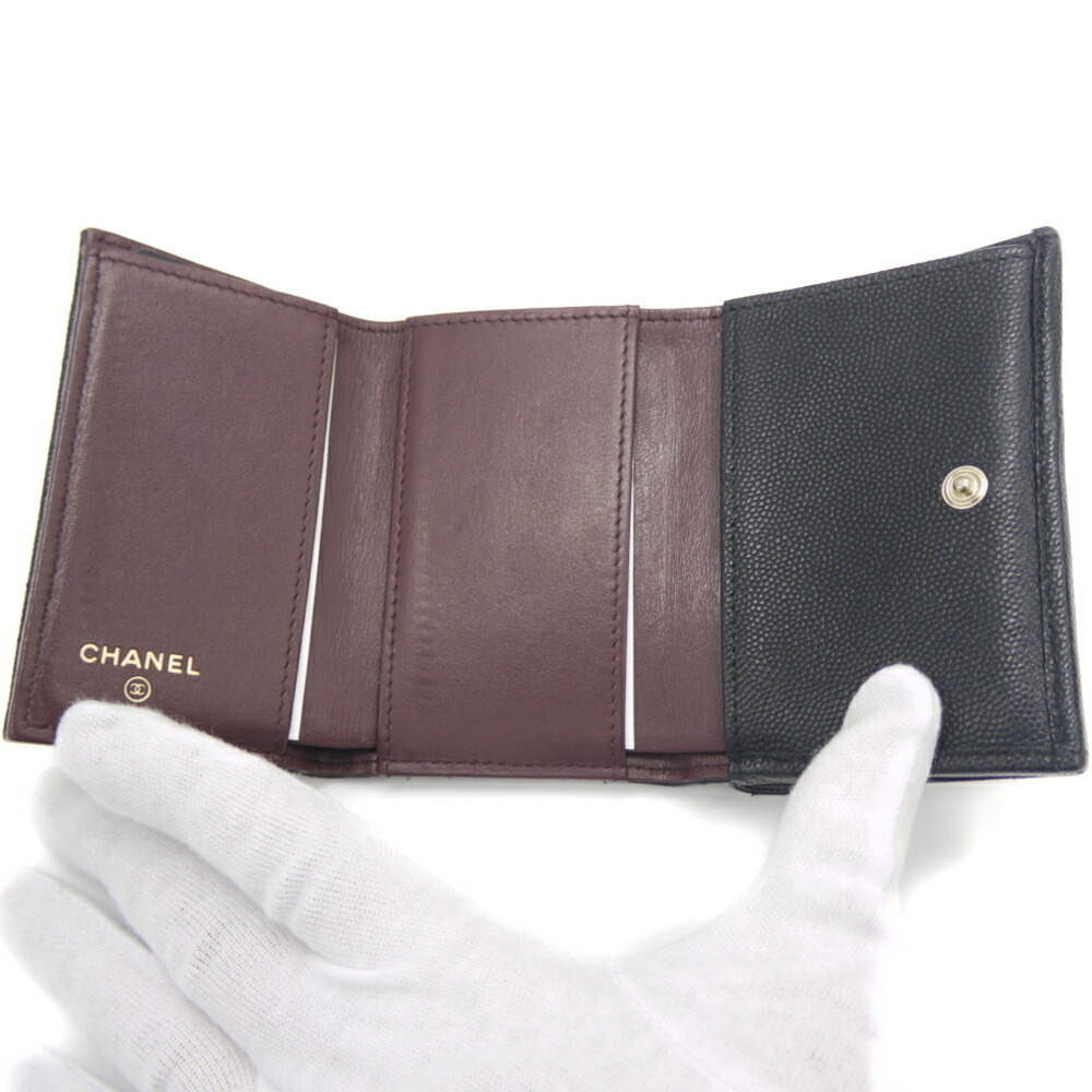 CHANEL Authentic Black Caviar Leather Logo Wallet - Picture 6 of 10